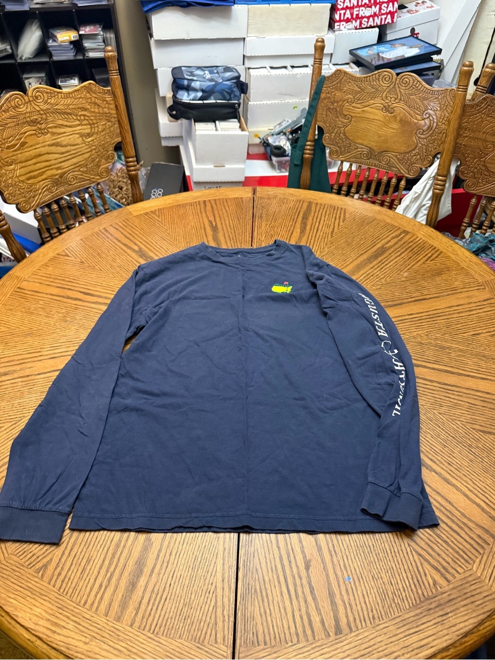 Masters Navy Long Sleeve Tee with Green Logo
